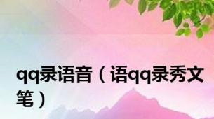 qq录语音（语qq录秀文笔）