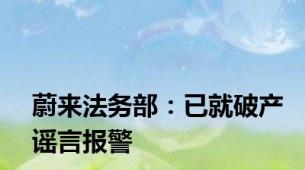 蔚来法务部：已就破产谣言报警
