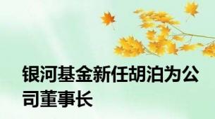 银河基金新任胡泊为公司董事长
