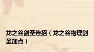 龙之谷剑圣连招（龙之谷物理剑圣加点）