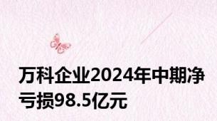万科企业2024年中期净亏损98.5亿元