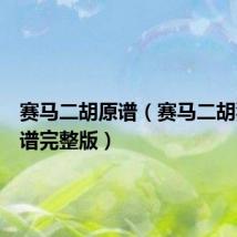 赛马二胡原谱(赛马二胡独奏简谱完整版)