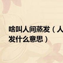 啥叫人间蒸发（人间蒸发什么意思）