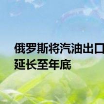 俄罗斯将汽油出口禁令延长至年底