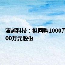 清越科技:拟回购1000万元-2000万元股份