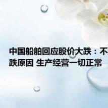 中国船舶回应股价大跌:不清楚下跌原因 生产经营一切正常