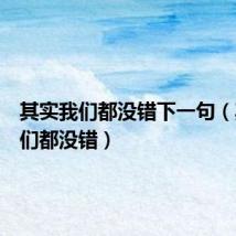 其实我们都没错下一句（其实我们都没错）
