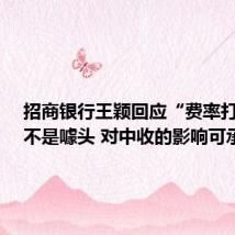 招商银行王颖回应“费率打折”:不是噱头 对中收的影响可承受