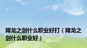 降龙之剑什么职业好打（降龙之剑什么职业好）