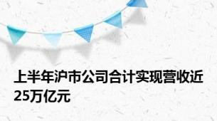 上半年沪市公司合计实现营收近25万亿元