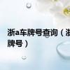 浙a车牌号查询（浙江车牌号）