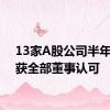13家A股公司半年报未获全部董事认可