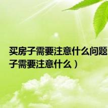 买房子需要注意什么问题(买房子需要注意什么)