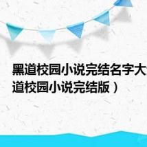 黑道校园小说完结名字大全(黑道校园小说完结版)