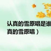 认真的雪原唱是谁（认真的雪原唱）