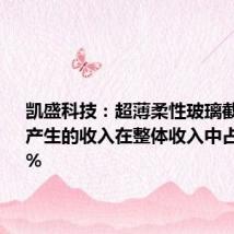 凯盛科技:超薄柔性玻璃截至目前产生的收入在整体收入中占比不足3%