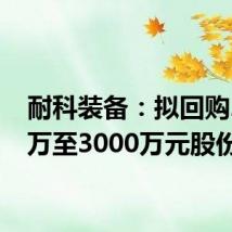 耐科装备:拟回购2000万至3000万元股份