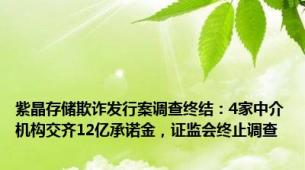 紫晶存储欺诈发行案调查终结：4家中介机构交齐12亿承诺金，证监会终止调查