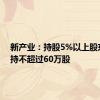新产业：持股5%以上股东拟减持不超过60万股