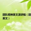 团队精神英文演讲稿（团队精神英文）