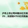 沪市上市公司中期分红方案激增343%，拟派发4783亿元现金红包