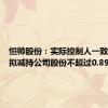 恒帅股份：实际控制人一致行动人拟减持公司股份不超过0.89%
