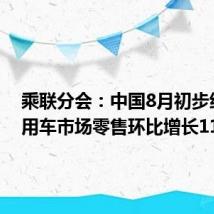 乘联分会：中国8月初步统计乘用车市场零售环比增长11%