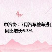 中汽协:7月汽车整车进口7万辆 同比增长6.3%
