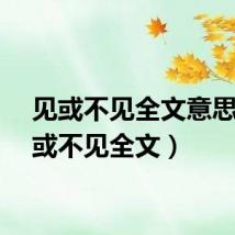 见或不见全文意思(见或不见全文)