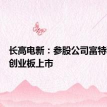 长高电新：参股公司富特科技在创业板上市