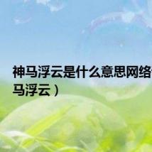 神马浮云是什么意思网络语(神马浮云)