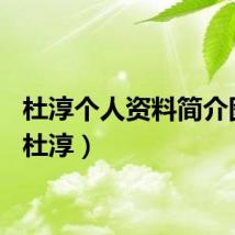 杜淳个人资料简介图片（杜淳）