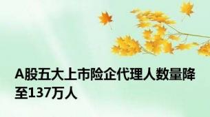 A股五大上市险企代理人数量降至137万人