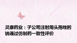 灵康药业：子公司注射用头孢唑肟钠通过仿制药一致性评价