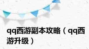 qq西游副本攻略（qq西游升级）