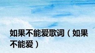 如果不能爱歌词（如果不能爱）