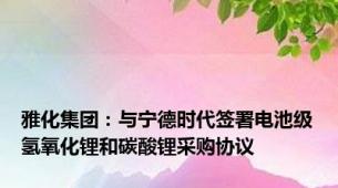 雅化集团：与宁德时代签署电池级氢氧化锂和碳酸锂采购协议