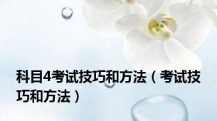 科目4考试技巧和方法（考试技巧和方法）