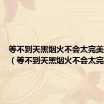等不到天黑烟火不会太完美完整版(等不到天黑烟火不会太完美)