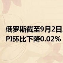俄罗斯截至9月2日当周CPI环比下降0.02%
