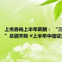 上市券商上半年薪酬: “三中一华”总额齐降 #上半年中信证券