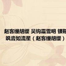 赵客缦胡缨 吴钩霜雪明 银鞍照白马 飒沓如流星(赵客缦胡缨)