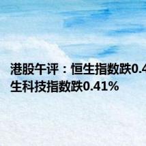 港股午评:恒生指数跌0.46% 恒生科技指数跌0.41%