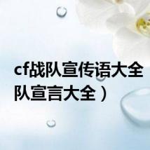 cf战队宣传语大全(cf战队宣言大全)