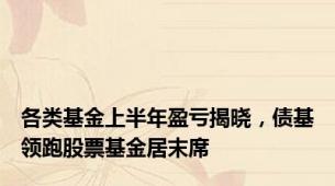 各类基金上半年盈亏揭晓，债基领跑股票基金居末席