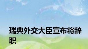 瑞典外交大臣宣布将辞职