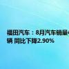 福田汽车：8月汽车销量42079辆 同比下降2.90%