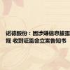 诺德股份：因涉嫌信息披露违法违规 收到证监会立案告知书