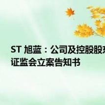 ST 旭蓝:公司及控股股东收到证监会立案告知书