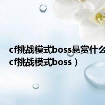 cf挑战模式boss悬赏什么意思(cf挑战模式boss)